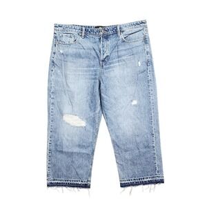 Banana Republic BR‎ Slouchy Straight Light Wash Distressed Cropped Jeans Size 34